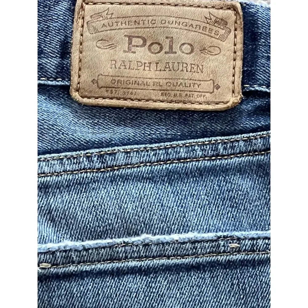 Polo Ralph Lauren Hampton Straight Blue Jeans Mens 36x32 (38) Distressed